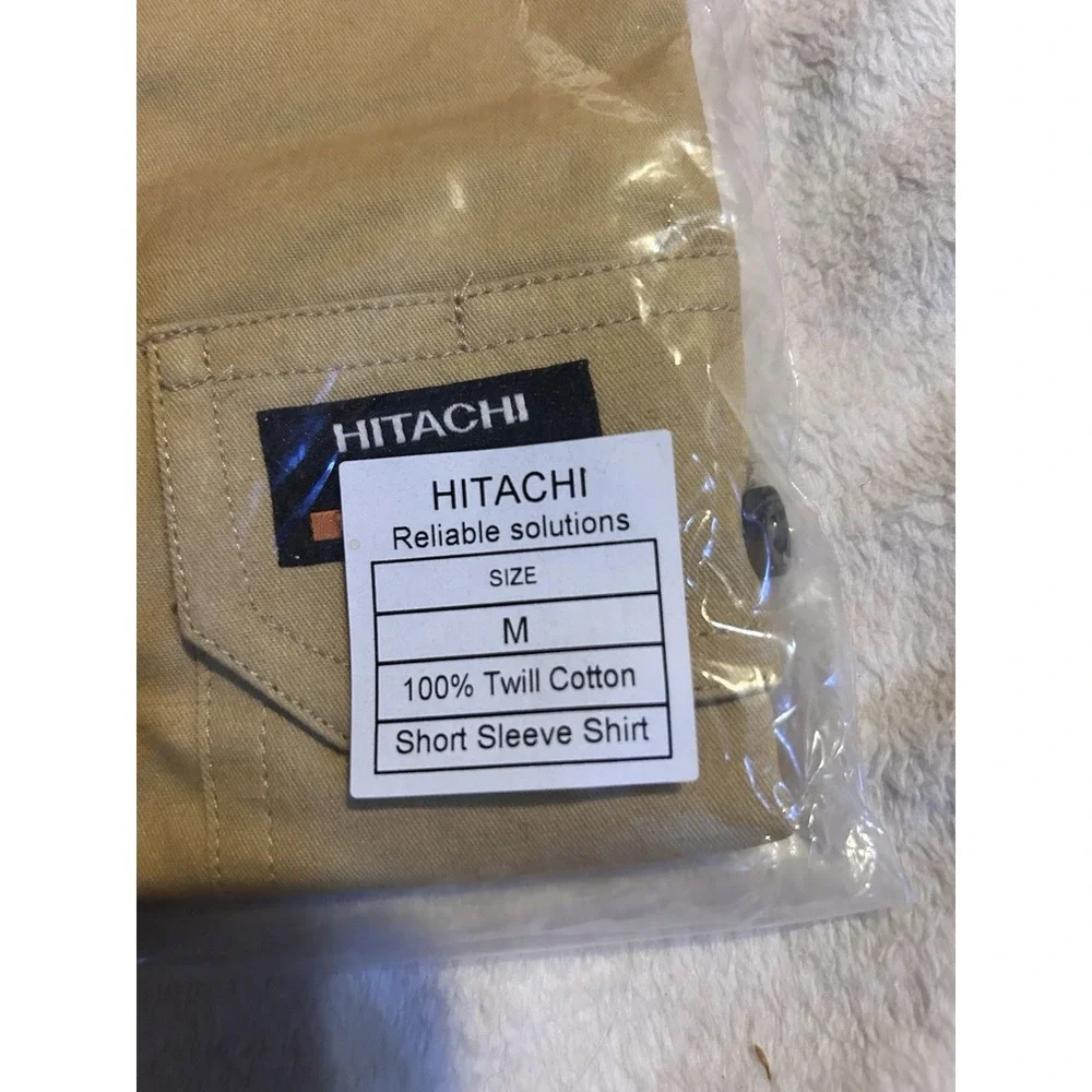 Hitachi Reliable Solutions Uniform Work‎ Shirt Men's Medium Tan Short Sleeve
